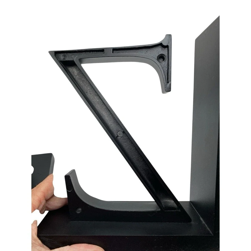 Pair Ikea Black A & Z Bookends Metal Letters on Wood 8” X 7” Library Book Ends